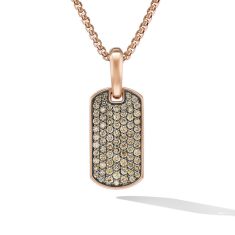 David Yurman Chevron Tag in 18K Rose Gold with Cognac Diamonds 21mm