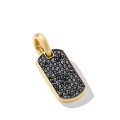 David Yurman Chevron Tag in 18K Yellow Gold with Black Diamonds 21mm 1