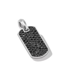 David Yurman Chevron Tag in Silver with Black Diamonds 21mm 1