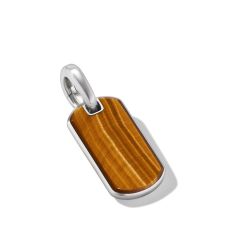 David Yurman Chevron Tag in Sterling Silver with Tiger's Eye 21mm 1
