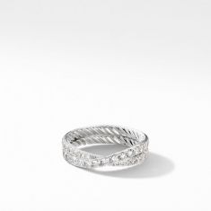 David Yurman DY Crossover Band Ring in Platinum with Diamonds, 5.2mm