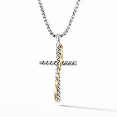 David Yurman Crossover Collection Cross Necklace with 18k Yellow Gold