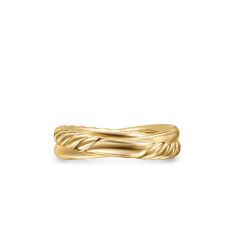 David Yurman Crossover Two Row Ring in 18K Yellow Gold with Diamonds, 5mm