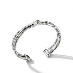 image of David Yurman Crossover X Bracelet in Sterling Silver with Pave Diamonds - Small with sku:B07437DSSADIS