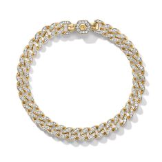 David Yurman Curb Chain Bracelet in 18K Yellow Gold with Pave Diamonds