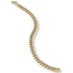 David Yurman Curb Chain Bracelet in 18K Yellow Gold with Pave Diamonds
