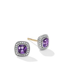 image of David Yurman David Yurman Petite Albion Stud Earrings with Amethyst and Pave Diamonds with sku:20253936
