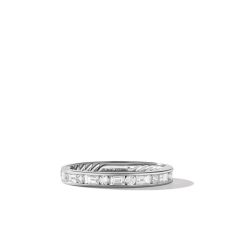David Yurman DY Eden Partway Alternating Diamond Band Ring in Platinum with Diamonds, 2.8mm