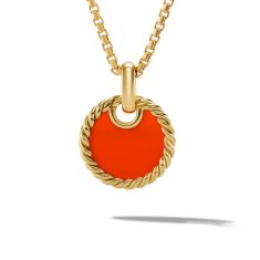 David Yurman DY Elements Disc Pendant in 18K Yellow Gold with Carnelian