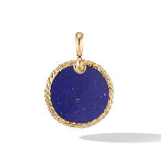image of David Yurman DY Elements Disc Pendant in 18K Yellow Gold with Lapis | 24mm with sku:20255741