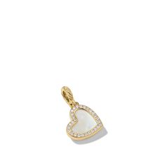 David Yurman DY Elements Heart Pendant in 18K Yellow Gold with Mother of Pearl and Pave Diamonds