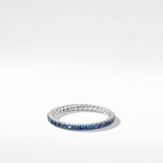 David Yurman Eden Band Ring in Platinum with Pave Blue Sapphires, 1.85mm