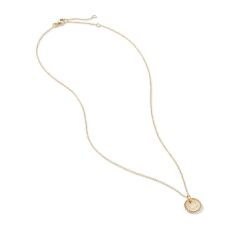 David Yurman G Initial Charm Necklace in 18K Yellow Gold with Pave Diamonds