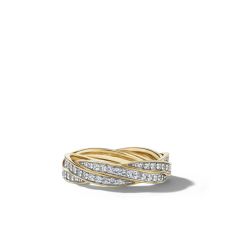 Men's David Yurman Helios Band Ring in 18K Yellow Gold with Pave Diamonds