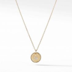 David Yurman S Initial Charm Necklace in 18K Yellow Gold with Diamonds