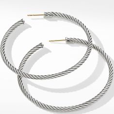 David Yurman Large Cable Hoop Earrings, 2 Inches