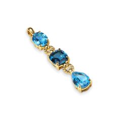 David Yurman Marbella Y Pendant in 18K Yellow Gold with Blue Topaz and Hampton Blue Topaz, 57.8mm