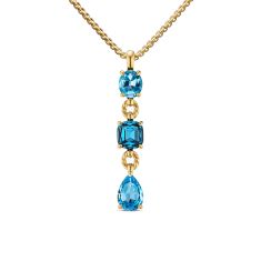 David Yurman Marbella Y Pendant in 18K Yellow Gold with Blue Topaz and Hampton Blue Topaz, 57.8mm