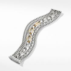 David Yurman Multi-Row Chain Bracelet with 18K Yellow Gold - Medium