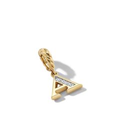 David Yurman Pave A Initial Pendant in 18K Yellow Gold with Diamonds