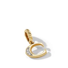 David Yurman Pave C Initial Pendant in 18K Yellow Gold with Diamonds