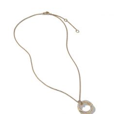 David Yurman Pave Crossover Pendant Necklace in 18K Yellow Gold with Diamonds