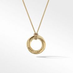 David Yurman Pave Crossover Pendant Necklace in 18K Yellow Gold with Diamonds