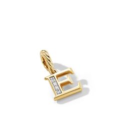 David Yurman Pave E Initial Pendant in 18K Yellow Gold with Diamonds