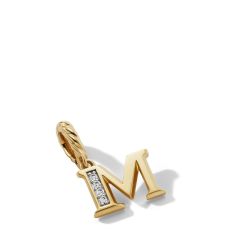 David Yurman Pave M Initial Pendant in 18K Yellow Gold with Diamonds