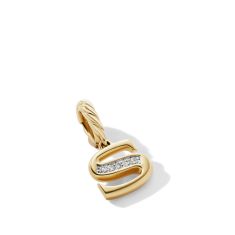 David Yurman Pave S Initial Pendant in 18K Yellow Gold with Diamonds