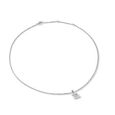 David Yurman Pave Initial Pendant Necklace in Sterling Silver with Diamond E