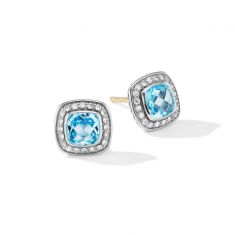David Yurman Petite Albion Stud Earrings with Blue Topaz and