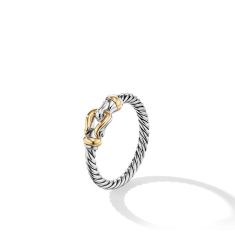David Yurman Petite Buckle Ring in Sterling Silver with 18K Yellow Gold