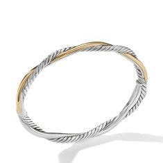 David Yurman Petite Infinity Bracelet in Sterling Silver with 14K Yellow Gold - Large