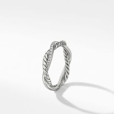 David Yurman Petite Infinity Band Ring in Sterling Silver with Diamonds, 4mm