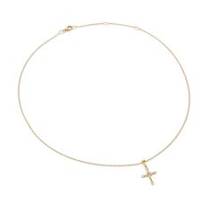 David Yurman Petite Modern Renaissance Cross Pendant Necklace in 18K Yellow Gold with Diamonds, 22.1mm