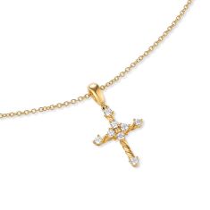 David Yurman Petite Modern Renaissance Cross Pendant Necklace in 18K Yellow Gold with Diamonds, 22.1mm