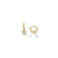 David Yurman Petite Pave Heart Drop Earrings in 18K Yellow Gold with Diamonds 16.4mm