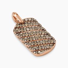 David Yurman Sculpted Cable Tag in 18K Rose Gold with Cognac Diamonds, 27mm