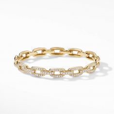 David Yurman Stax Chain Link Bracelet with Diamonds in 18k Yellow Gold, 7mm