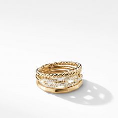 David Yurman Stax Narrow Ring with Diamonds in 18k Gold 9.5mm REEDS Jewelers