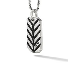 David Yurman Streamline Pave Tag in Sterling Silver with Black Diamonds