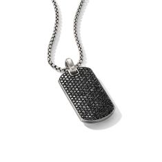 David Yurman Streamline Pave Tag in Sterling Silver with Black Diamonds