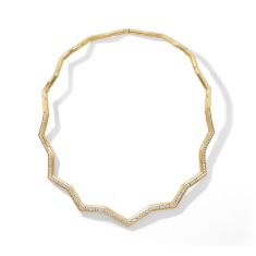 David Yurman Zig Zag Stax Necklace in 18K Yellow Gold with Diamonds 5mm