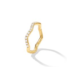 David Yurman Zig Zag Stax Ring in 18K Yellow Gold with Diamonds 2mm