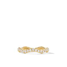 David Yurman Zig Zag Stax Ring in 18K Yellow Gold with Diamonds 2mm