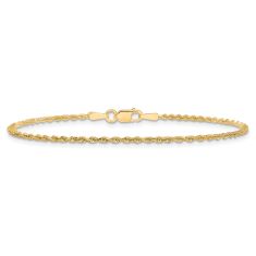 Diamond-Cut Rope 10k Yellow Gold Chain Anklet 1.5mm