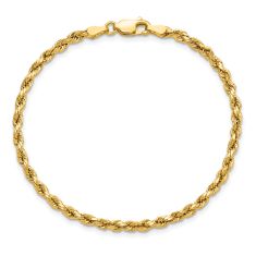 Diamond-Cut Rope 10k Yellow Gold Chain Anklet 3mm