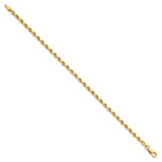 Diamond-Cut Rope 10k Yellow Gold Chain Anklet 3mm