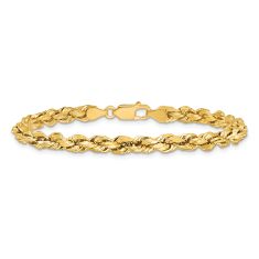 Diamond-Cut Rope 10k Yellow Gold Chain Anklet 4.9mm